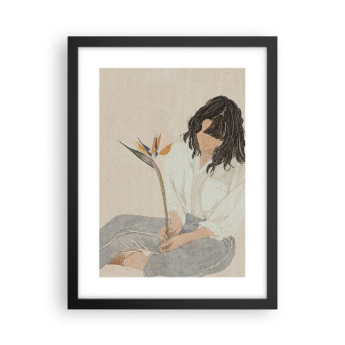 Poster in cornice nera - Ritratto con fiore esotico - 30x40 cm