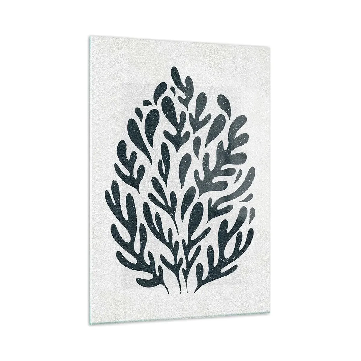 Quadro su vetro - Forma organica nera su sfondo bianco - 50x70cm - Le forme della natura - Decorazione murale moderna per soggiorno e camera da letto ARTTOR