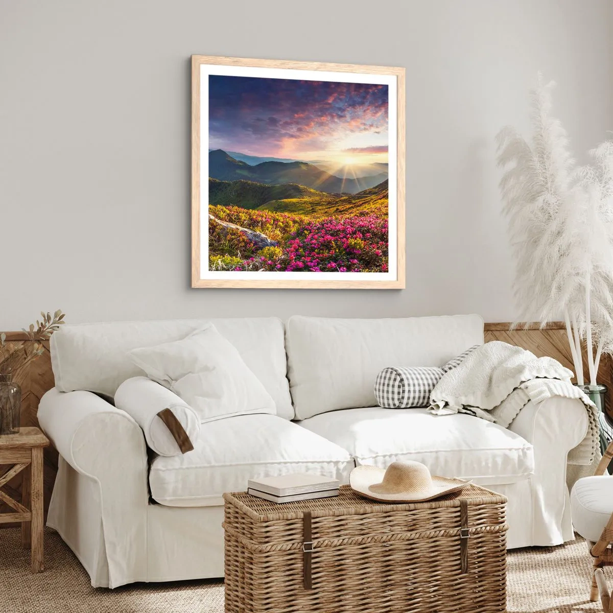 Poster in cornice rovere chiaro - La freschezza di un mattino sui monti - 40x40 cm