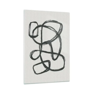 Quadro su vetro - Linee astratte che creano forme libere su uno sfondo chiaro - 70x100cm - Astrazione aggrovigliata - Decorazione murale moderna per soggiorno e camera da letto ARTTOR