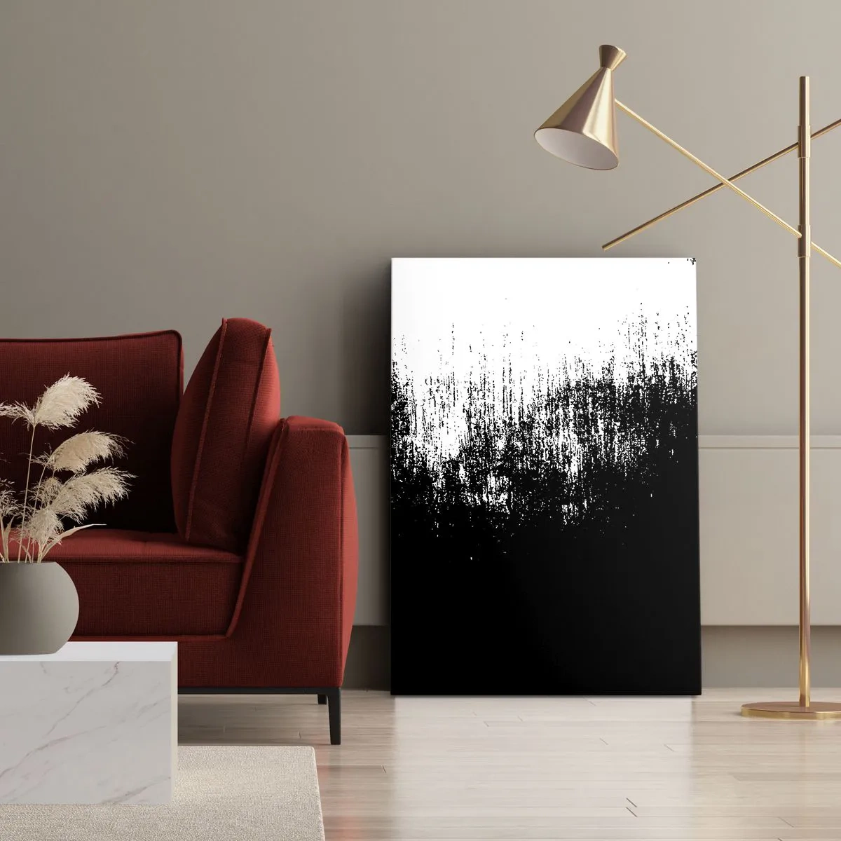 Quadro su tela - Stampe su Tela - Astrazione minimalista in bianco e nero - 50x70cm - E il vincitore è... - Decorazione murale moderna per soggiorno e camera da letto ARTTOR