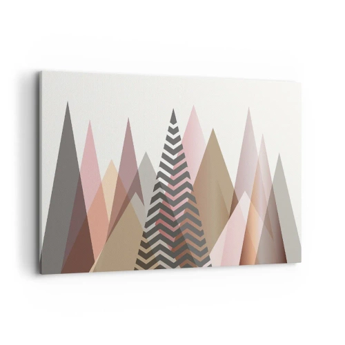 Quadro su tela - Stampe su Tela - Montagne geometriche colorate in tonalità pastello - 120x80cm - Vista piramidale - Decorazione murale moderna per soggiorno e camera da letto ARTTOR
