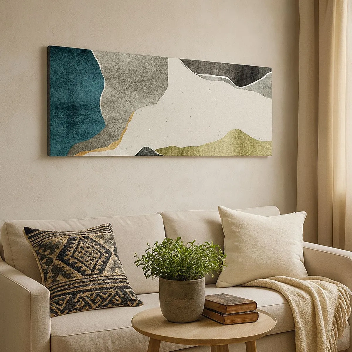 Quadro su tela - Stampe su Tela - Composizione mosaico con filo d'oro - 100x40 cm