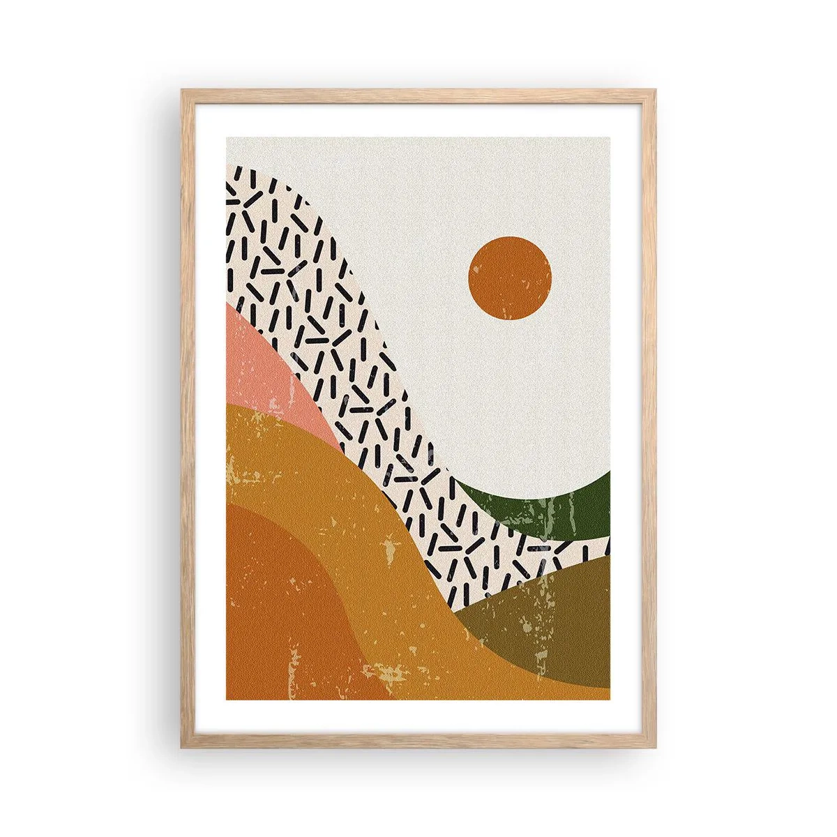 Poster in cornice rovere chiaro - Astrazione solare - 50x70 cm