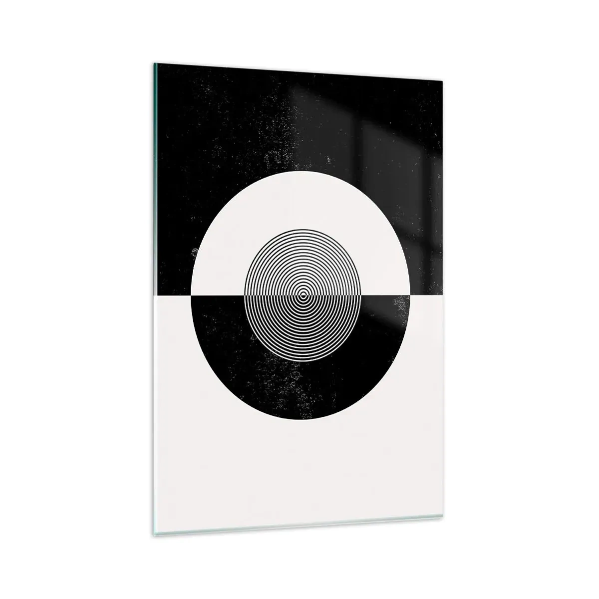 Quadro su vetro - Motivo grafico in bianco e nero a contrasto - 80x120cm - Armonia in bianco e nero - Decorazione murale moderna per soggiorno e camera da letto ARTTOR