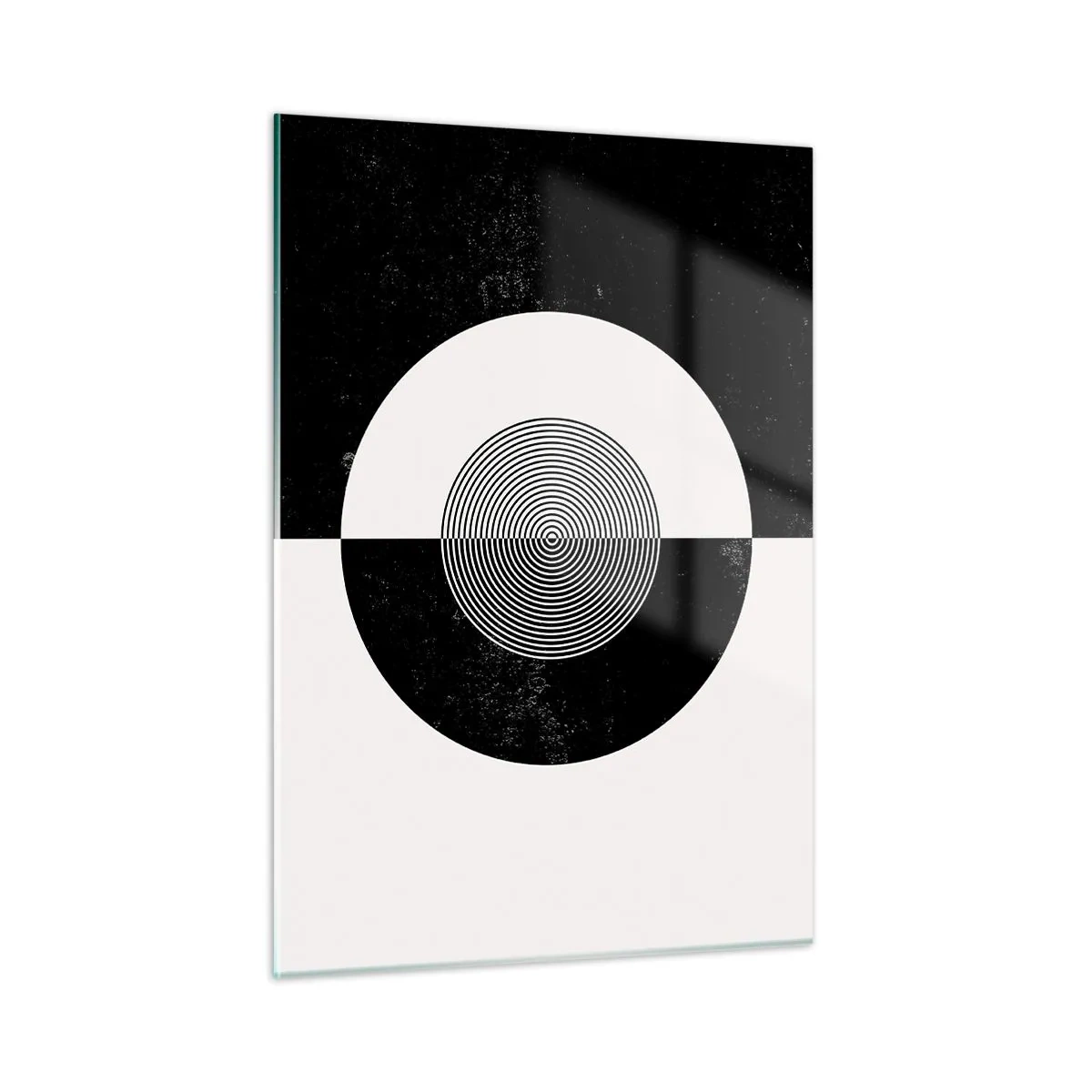 Quadro su vetro - Motivo geometrico di simmetria in bianco e nero - 50x70cm - Armonia in bianco e nero - Decorazione murale moderna per soggiorno e camera da letto ARTTOR
