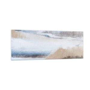 Quadro su vetro - Paesaggio invernale astratto nei toni del bianco e del blu - 140x50cm - Composizione invernale - Decorazione murale moderna per soggiorno e camera da letto ARTTOR