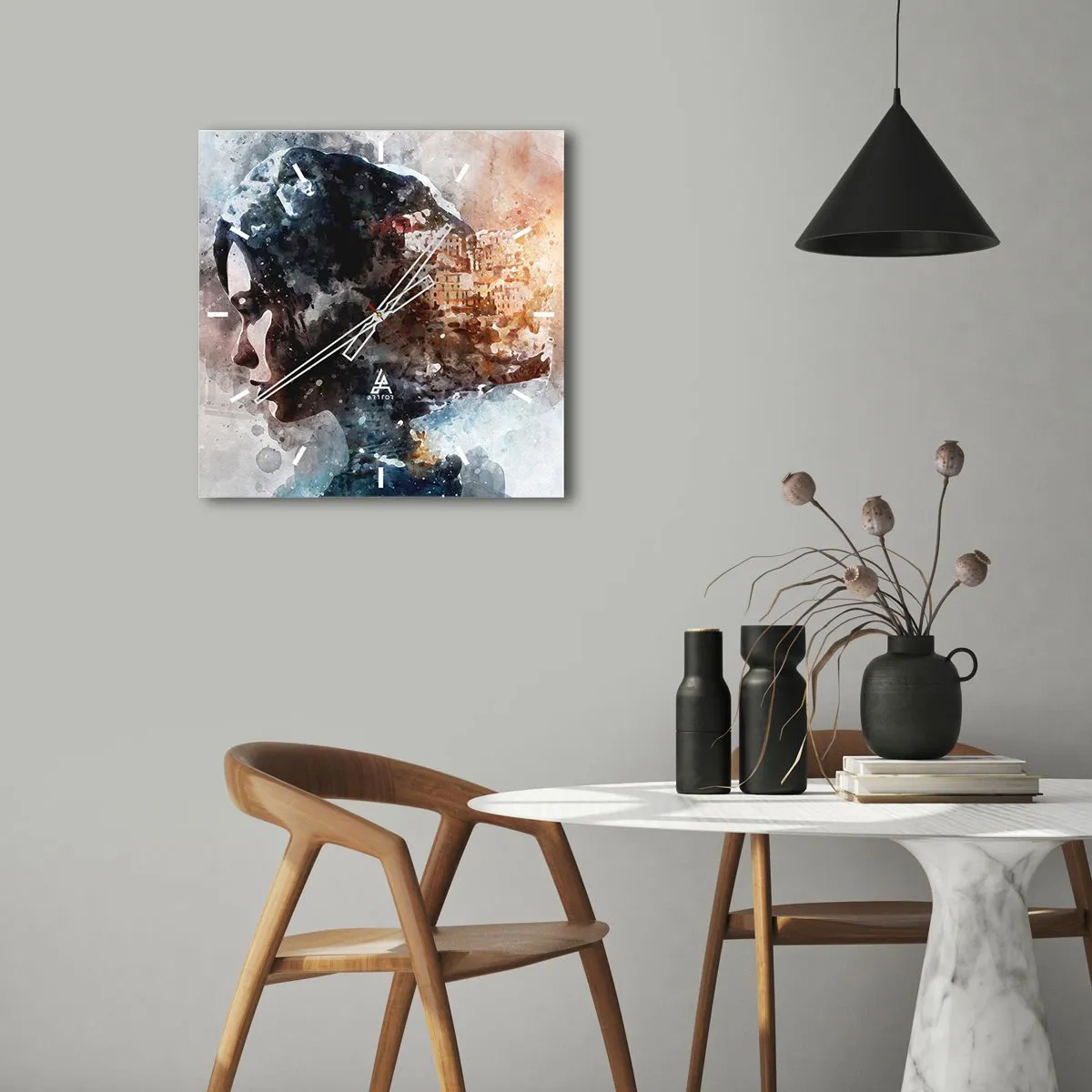 Orologio da parete - Orologio in Vetro - Racconto su una ragazza con città sullo sfondo - 30x30 cm