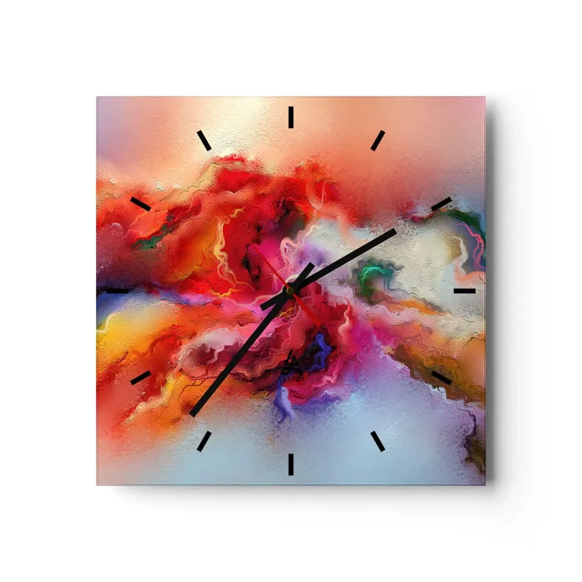 Orologio da parete - Orologio in Vetro - Astrazione colorata con una composizione dinamica - 30x30cm - Come afferrare i sogni: fumo - Decorazione murale moderna per soggiorno e camera da letto ARTTOR