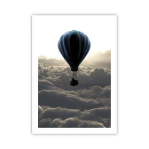 Poster - Un palloncino nero che fluttua sopra le nuvole - 50x70cm - Viaggiatore sopra le nuvole - Decorazione murale moderna per soggiorno e camera da letto ARTTOR