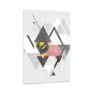 Quadro su vetro - Composizione geometrica astratta con triangoli e rombi - 50x70cm - Variazione con triangoli e rombi - Decorazione murale moderna per soggiorno e camera da letto ARTTOR