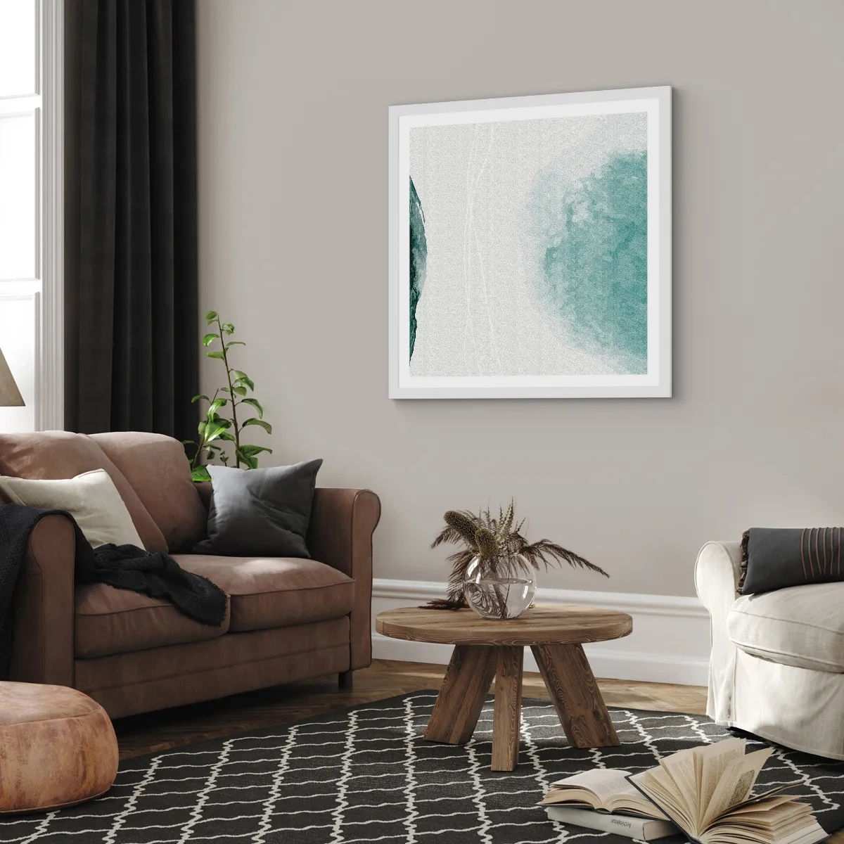 Poster in cornice bianca - Incontro con la nebbia - 40x40 cm