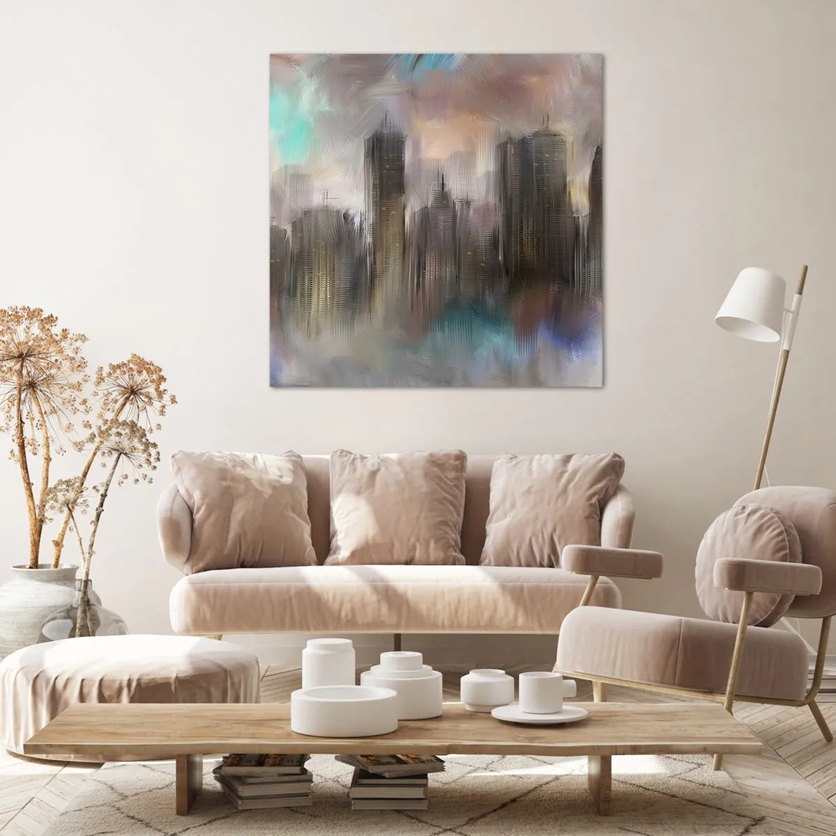 Quadro su tela - Stampe su Tela - Composizione con acciaio, pietra e nebbia - 60x60 cm