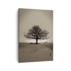 Quadro su tela - Stampe su Tela - Un albero solitario in un campo color seppia - 50x70cm - Da qui all'eternità - Decorazione murale moderna per soggiorno e camera da letto ARTTOR