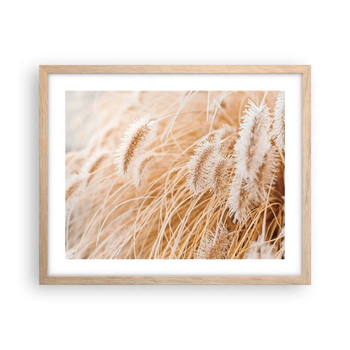 Poster in cornice rovere chiaro - Il fruscio dorato dell'erba - 50x40 cm