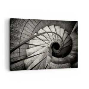Quadro su tela - Stampe su Tela - Scala a chiocciola bianca e nera in stile moderno - 120x80cm - Salire e scendere - Decorazione murale moderna per soggiorno e camera da letto ARTTOR