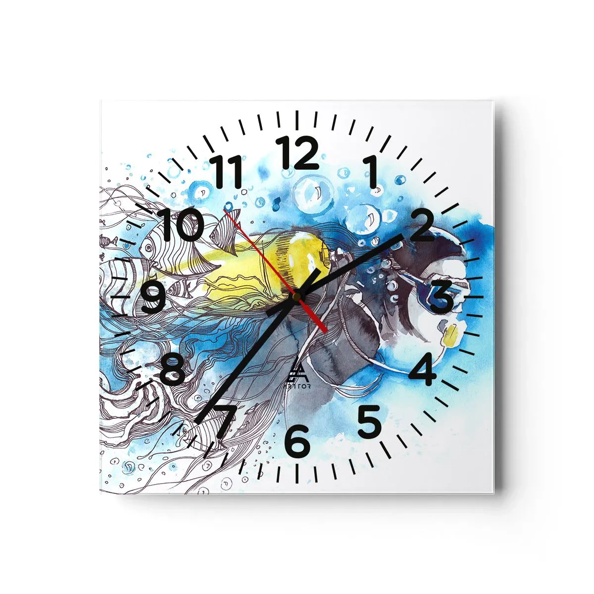 Orologio da parete - Orologio in Vetro - Il grande blu - 30x30 cm