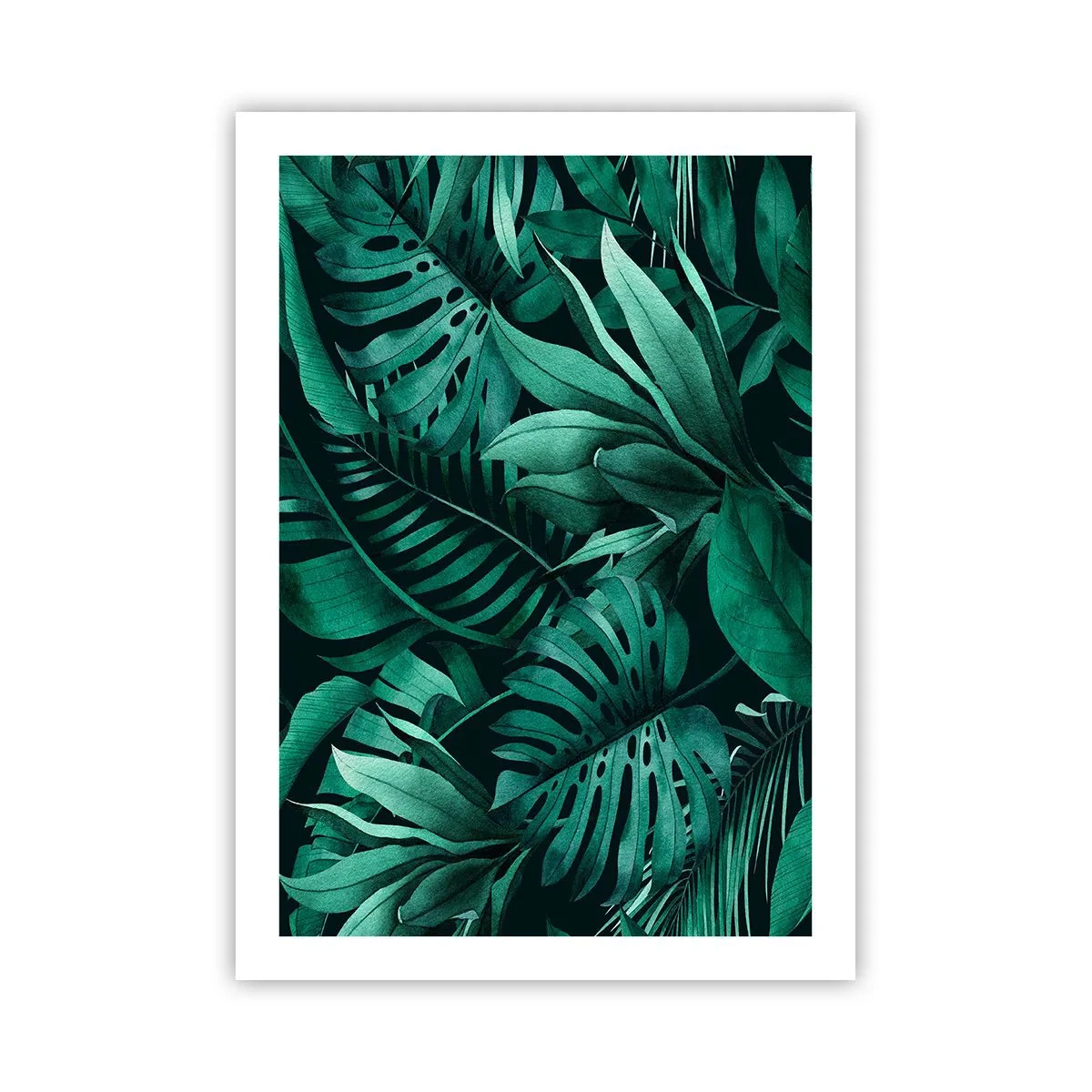 Poster - Foglie tropicali nelle tonalità del verde - 50x70cm - Dal profondo del verde tropicale - Decorazione murale moderna per soggiorno e camera da letto ARTTOR
