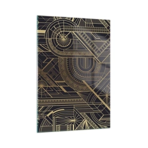 Quadro su vetro - Motivo geometrico Art Déco in oro e nero - 50x70cm - Concetti, idee, progetti - Decorazione murale moderna per soggiorno e camera da letto ARTTOR