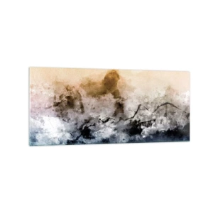 Quadro su vetro - Paesaggio astratto con nebbia e colori tenui - 120x50cm - Immersi in una nuvola di nebbia - Decorazione murale moderna per soggiorno e camera da letto ARTTOR