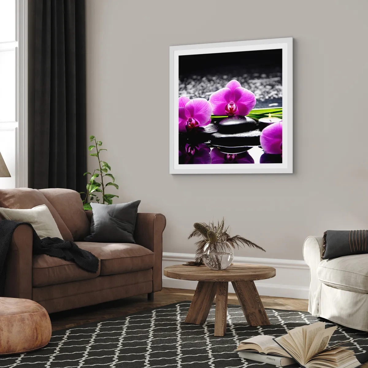 Poster in cornice bianca - Annegare nel silenzio e nella pace - 60x60 cm