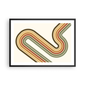 Poster in cornice nera - Motivo geometrico nei toni del verde, arancione e beige su sfondo chiaro - 70x50cm - Zig zag fino alla meta - Decorazione murale moderna per soggiorno e camera da letto ARTTOR