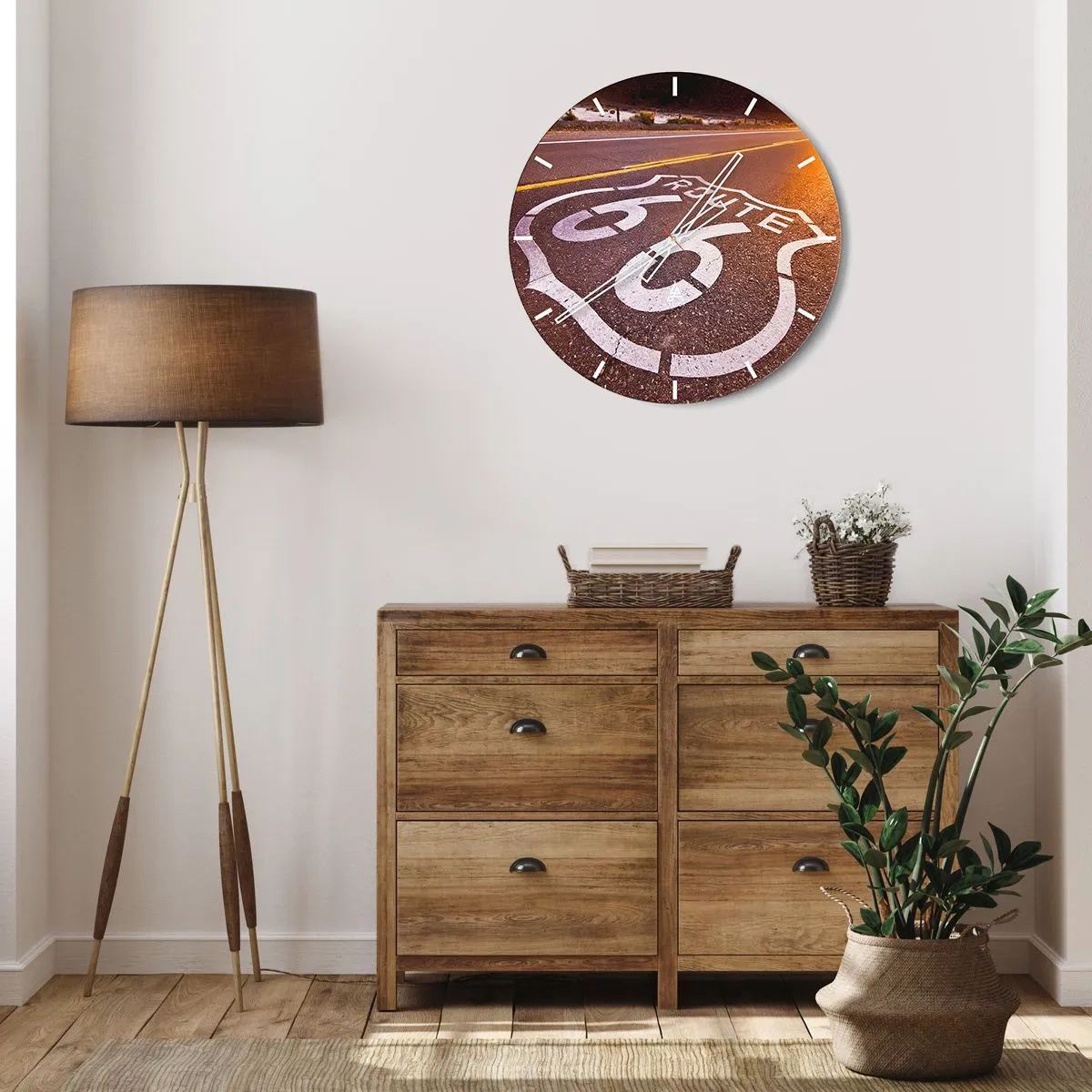 Orologio da parete - Orologio in Vetro - La mitica Route 66 - 40x40 cm