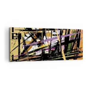 Quadro su tela - Stampe su Tela - Linee e forme astratte su uno sfondo beige - 120x50cm - Taglio netto - Decorazione murale moderna per soggiorno e camera da letto ARTTOR