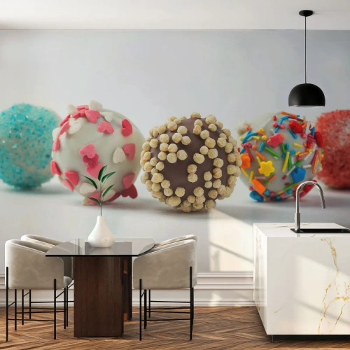 Fotomurali Premium Sand - La vita può essere dolce - Dolci, Caramelle, Lecca-lecca colorati - 300x210 cm