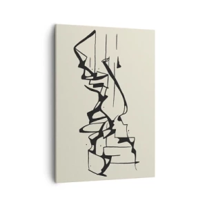 Quadro su tela - Stampe su Tela - Disegno astratto di montagne in bianco e nero - 50x70cm - Forse è un paesaggio - Decorazione murale moderna per soggiorno e camera da letto ARTTOR