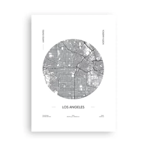 Poster - Una mappa minimalista di Los Angeles in bianco e nero. - 50x70cm - Anatomia di Los Angeles - Decorazione murale moderna per soggiorno e camera da letto ARTTOR