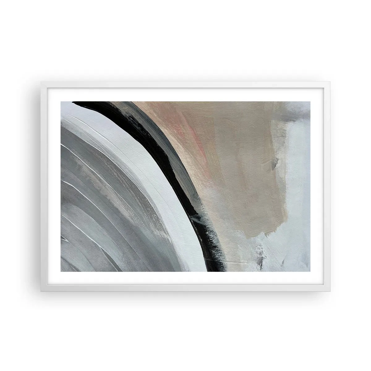 Poster in cornice bianca - Composizione: arco di nero e grigio - 70x50 cm