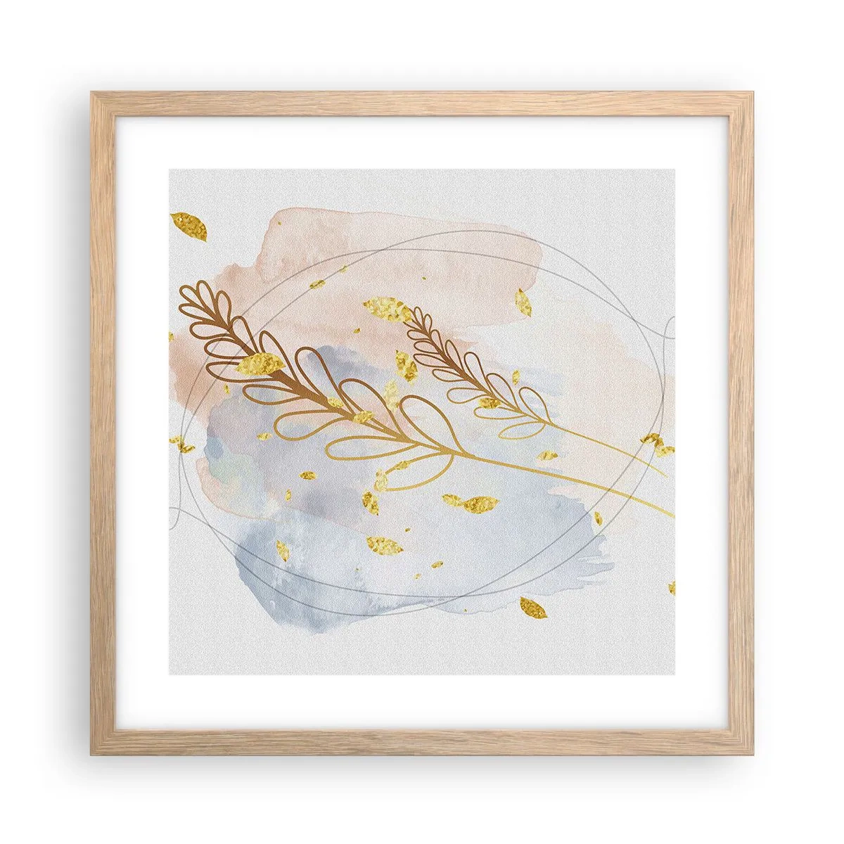 Poster in cornice rovere chiaro - Soffio d'oro - 40x40 cm