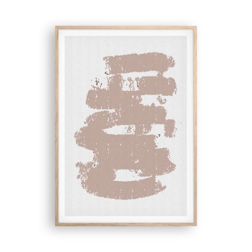 Poster in cornice rovere chiaro - Astrazione in un rosa mite - 70x100 cm