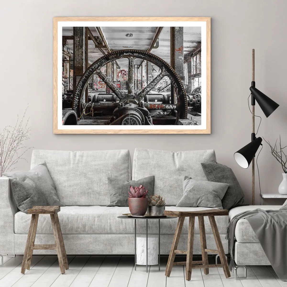 Poster in cornice rovere chiaro - La vita segreta della fabbrica - 50x40 cm