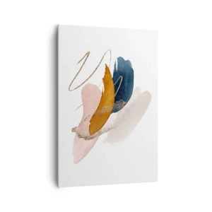 Quadro su tela - Stampe su Tela - Tratti astratti in colori pastello con accenti dorati - 70x100cm - Composizione alata - Decorazione murale moderna per soggiorno e camera da letto ARTTOR