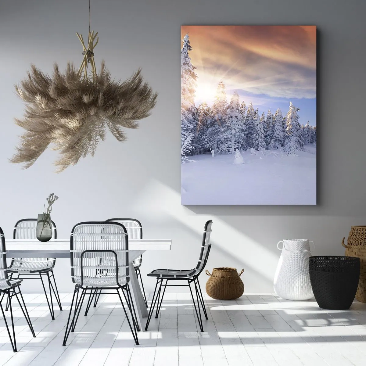 Quadro su tela - Stampe su Tela - Spettacolo innevato della natura - 65x120 cm