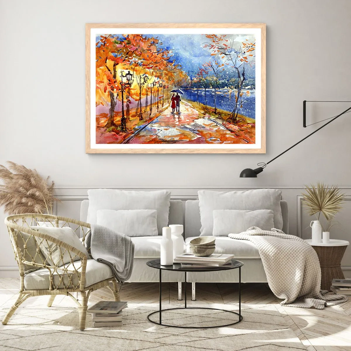 Poster in cornice rovere chiaro - Insieme fino ai confini del tempo - 100x70 cm