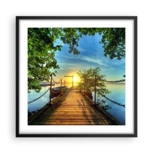 Poster in cornice nera - Tramonto sul lago - 50x50 cm