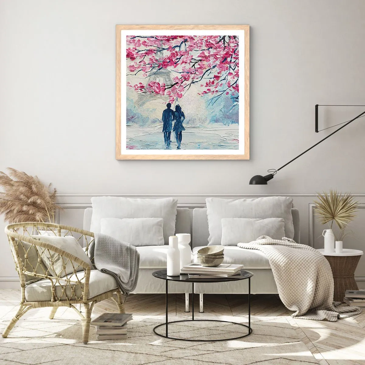 Poster in cornice rovere chiaro - Passeggiata romantica - 40x40 cm