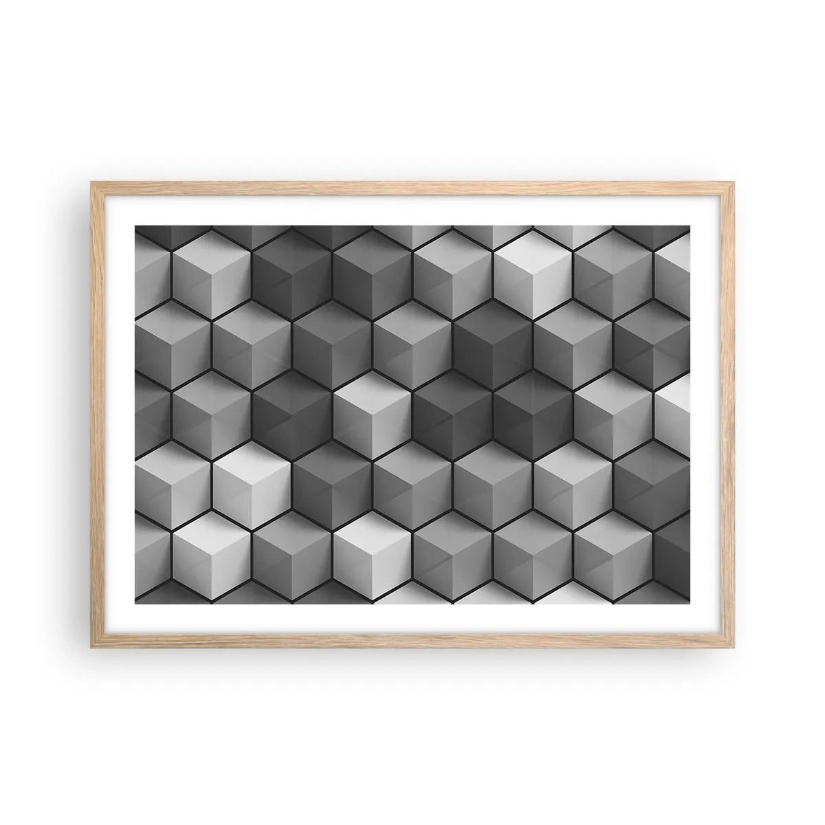 Poster in cornice rovere chiaro - Puzzle cubista - 70x50 cm