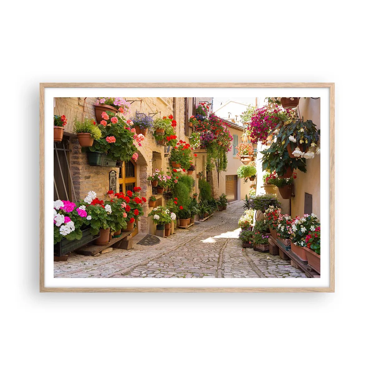 Poster in cornice rovere chiaro - Un'esplosione di fiori - 100x70 cm