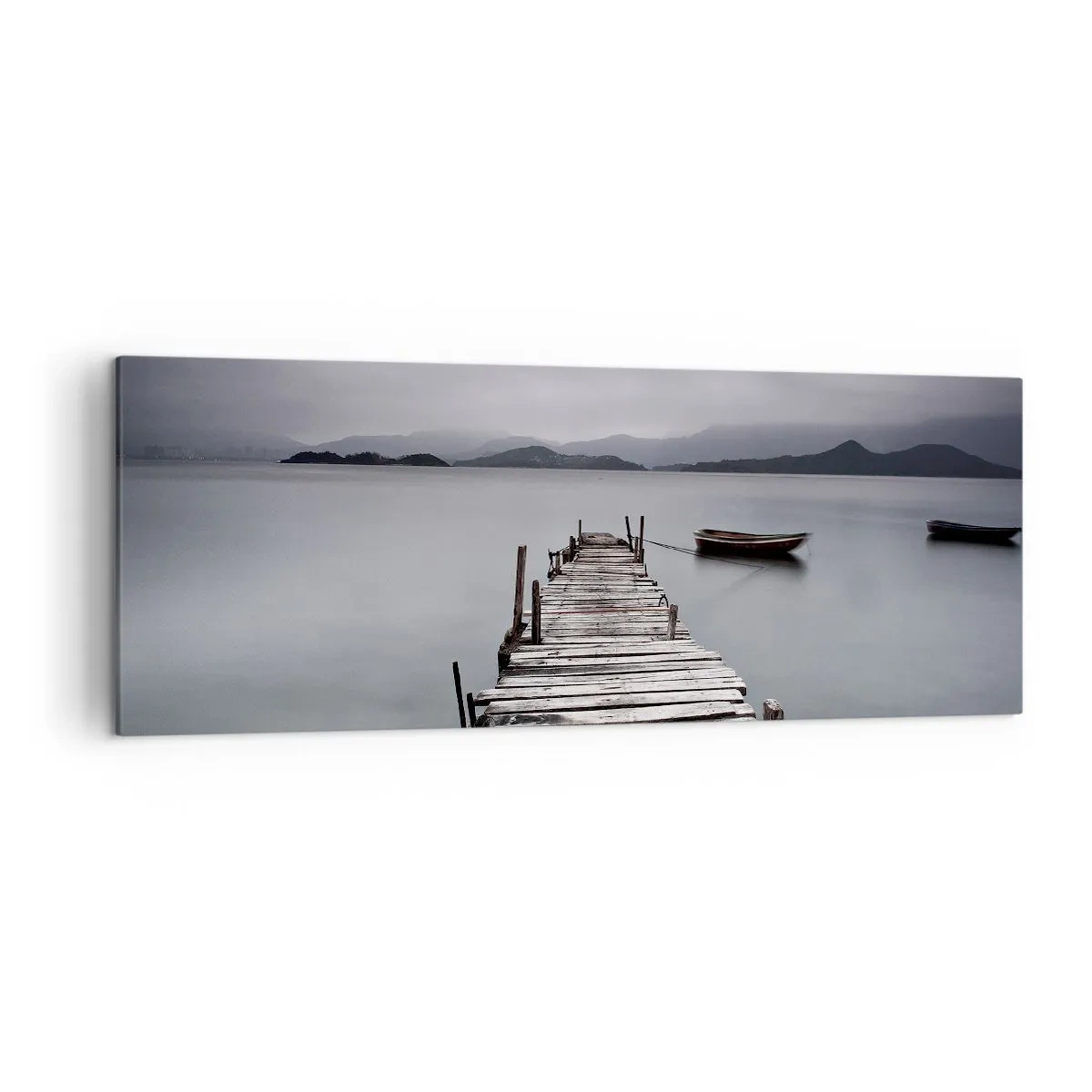 Quadro su tela - Stampe su Tela - Un ponte di legno che conduce alla superficie calma del lago - 140x50cm - Domani puoi partire - Decorazione murale moderna per soggiorno e camera da letto ARTTOR
