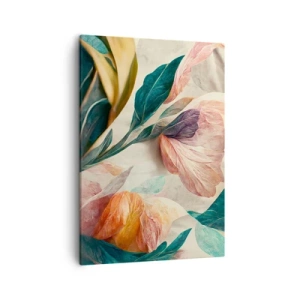 Quadro su tela - Stampe su Tela - Fiori colorati in stile tropicale su uno sfondo chiaro - 50x70cm - I fiori delle isole del sud - Decorazione murale moderna per soggiorno e camera da letto ARTTOR