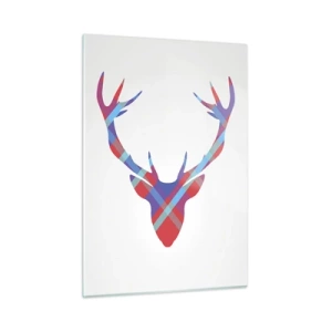 Quadro su vetro - Immagine geometrica di un cervo in colori pastello - 50x70cm - Cervo scozzese - Decorazione murale moderna per soggiorno e camera da letto ARTTOR