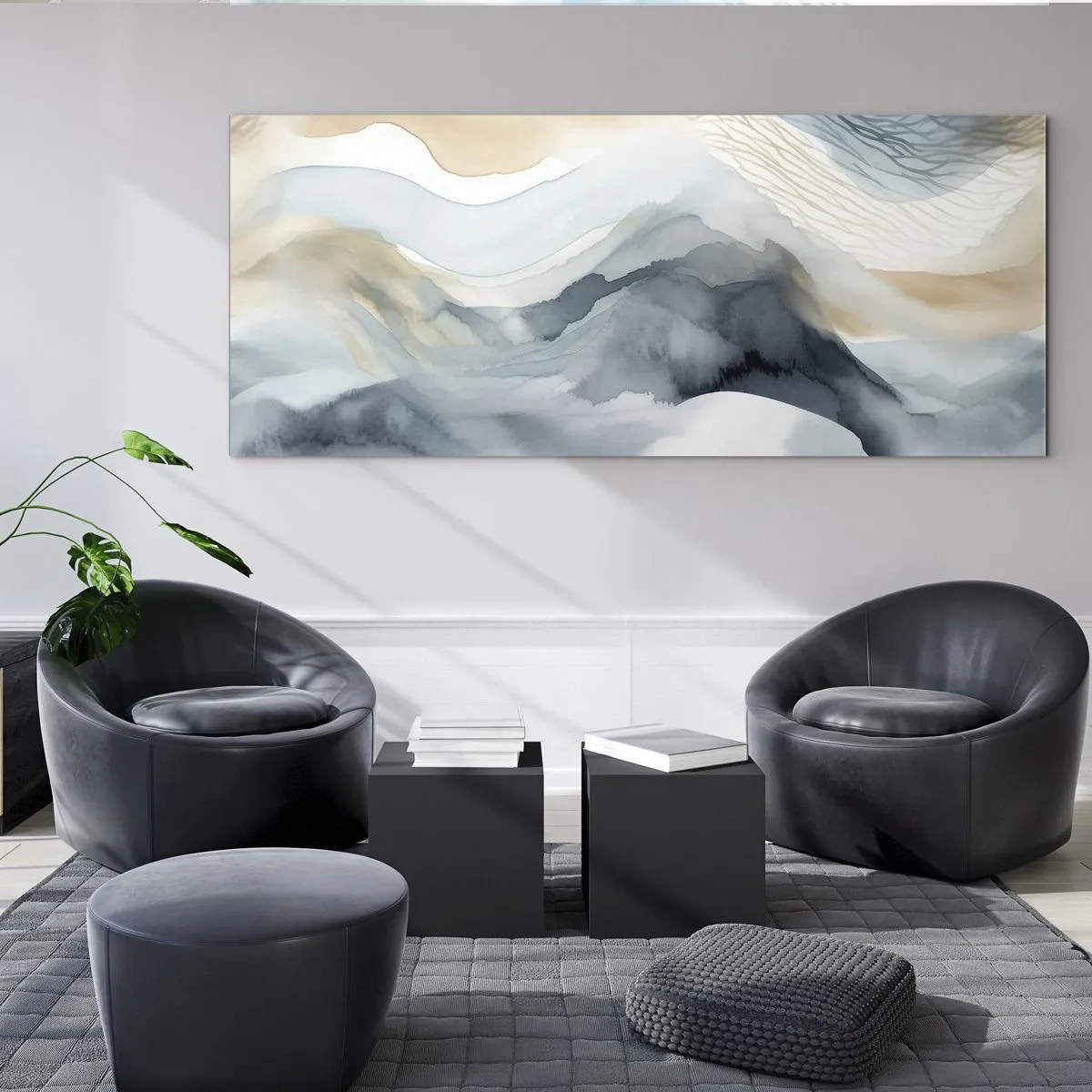 Quadro su vetro - Astrazione nevosa e nebbiosa - 90x30 cm