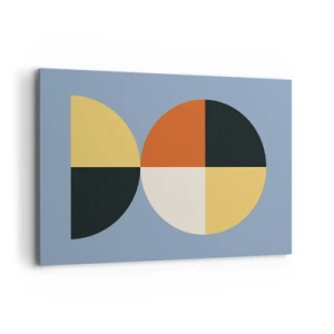 Quadro su tela - Stampe su Tela - Cerchi geometrici su sfondo blu - 100x70cm - Guarda e conta - Decorazione murale moderna per soggiorno e camera da letto ARTTOR
