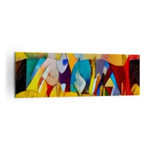 Quadro su tela - Stampe su Tela - Un'astrazione colorata che raffigura figure in forma geometrica - 160x50cm - Sole - vita - gioia - Decorazione murale moderna per soggiorno e camera da letto ARTTOR