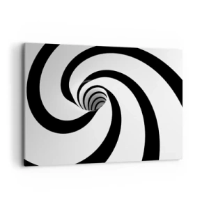 Quadro su tela - Stampe su Tela - Spirale astratta in bianco e nero con effetto vortice - 120x80cm - Lasciarsi andare al vortice? - Decorazione murale moderna per soggiorno e camera da letto ARTTOR