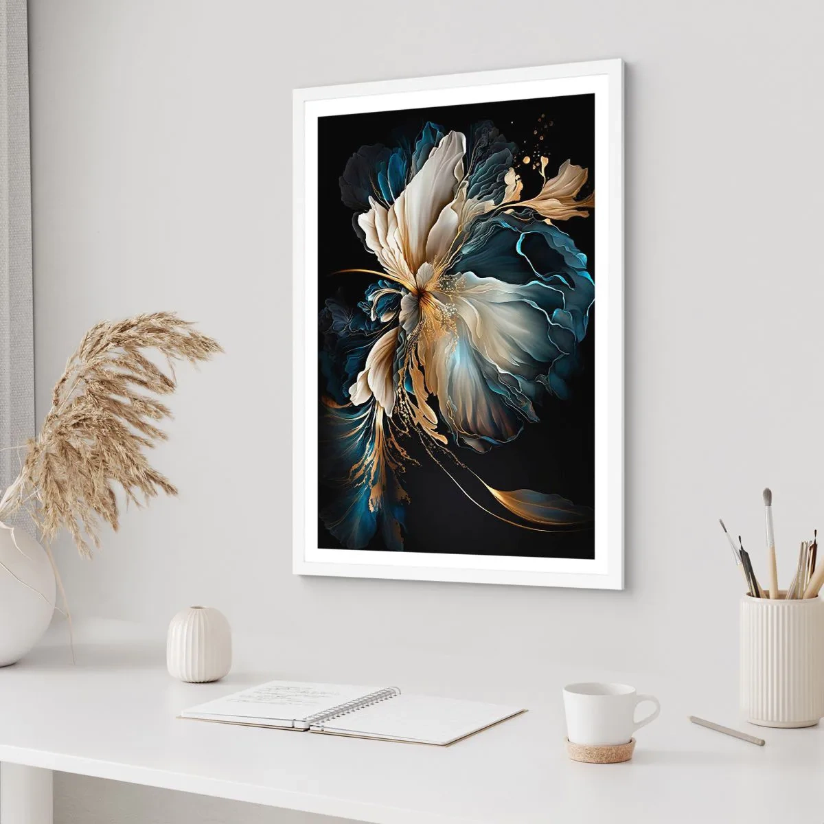 Poster in cornice bianca - Fantastico fiore di felce - 30x40 cm